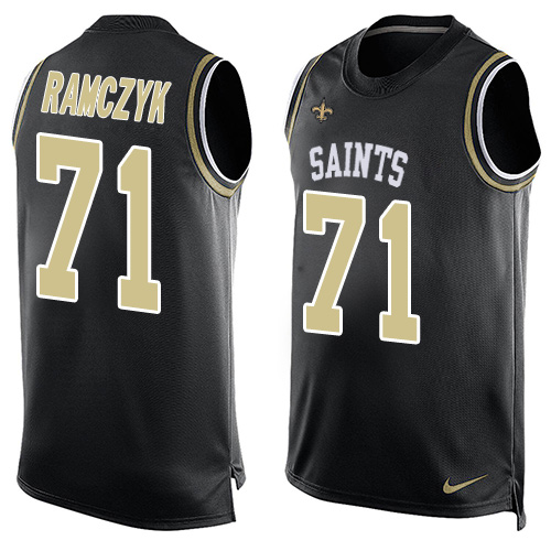Nike Saints #71 Ryan Ramczyk Black Team Color Men's Stitched NFL Limited Tank Top Jersey - Click Image to Close